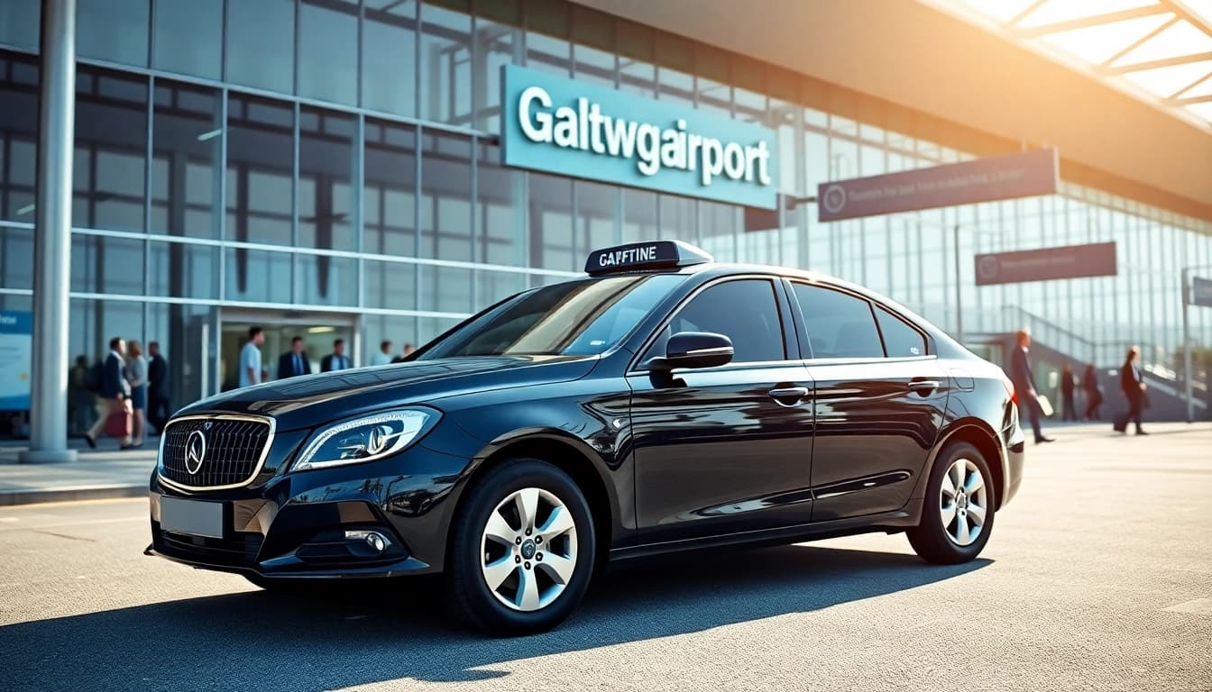 Book a Gatwick taxi service at the terminal with modern cabs ready for passengers.