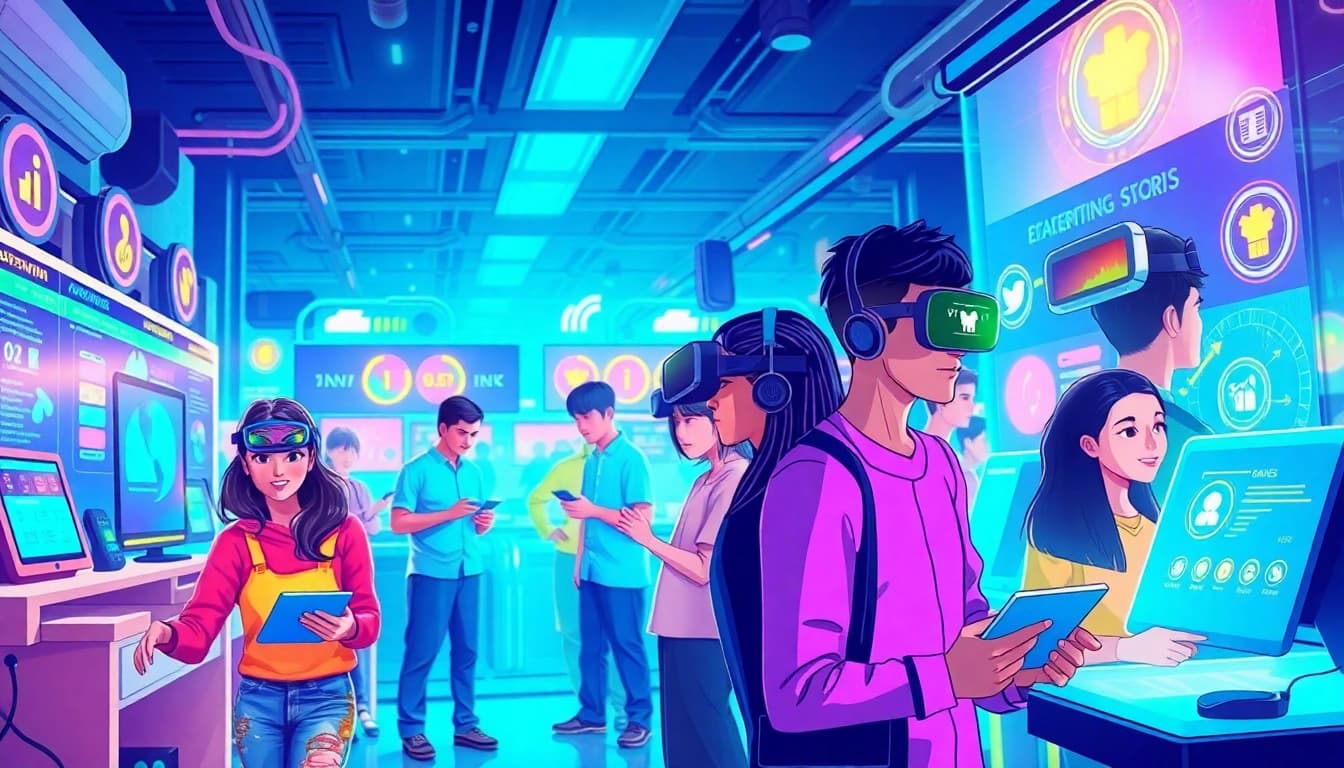 Engaging gamification solutions showcased in a vibrant gaming environment to enhance learning.