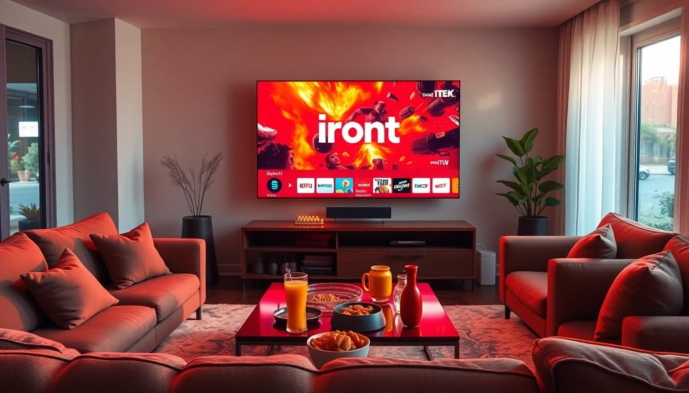 Engaging home setup showcasing iron iptv content on a modern TV.