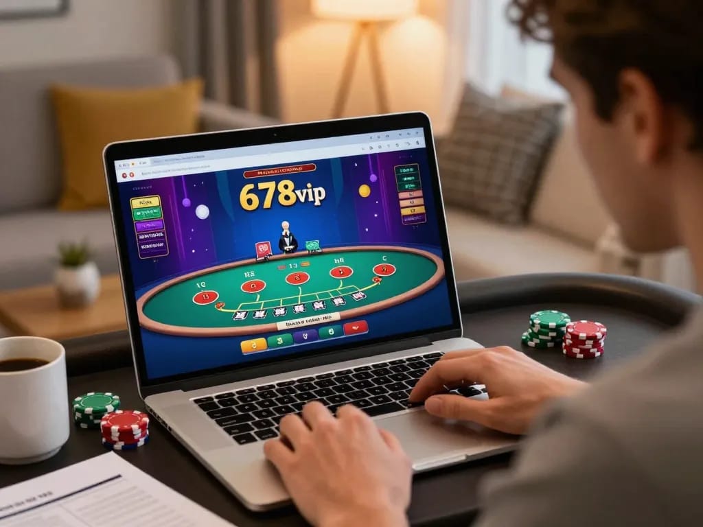 Player enjoying live blackjack at 678vip homepage with strategic focus on gameplay and responsible gambling.