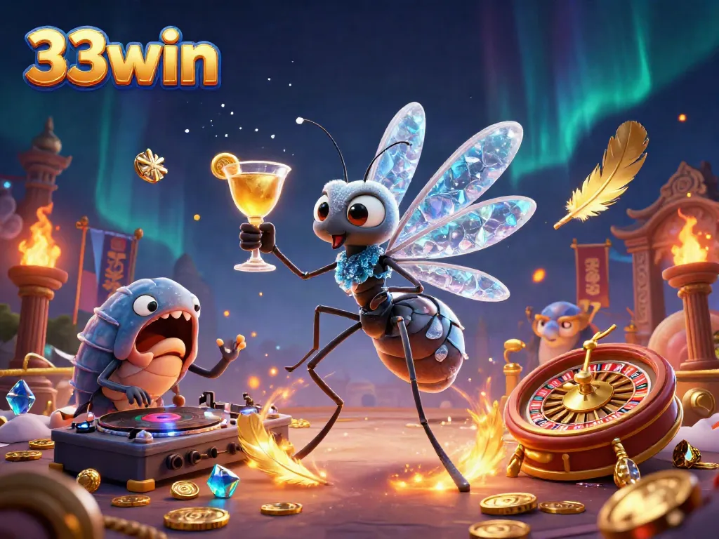 Engage in the thrilling world of 33win with unique casino characters and vibrant gaming elements.