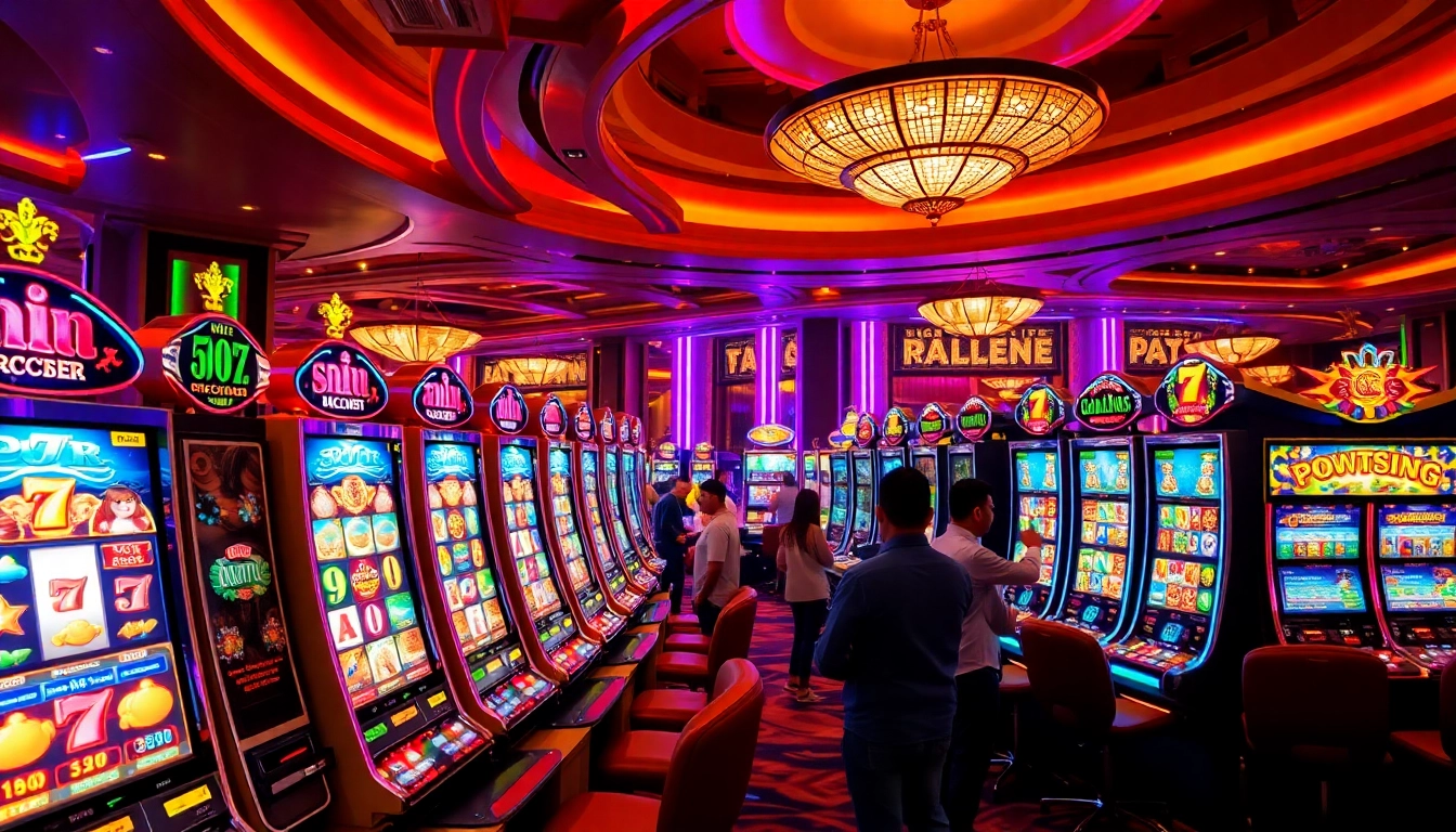Exciting gameplay at Situs Slot Gacor showcasing vibrant slot machines and enthusiastic players.