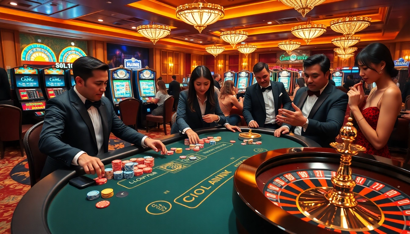 Engaging players at a vibrant casino setting featuring elements from https://topxx88.com/ like blackjack and roulette.