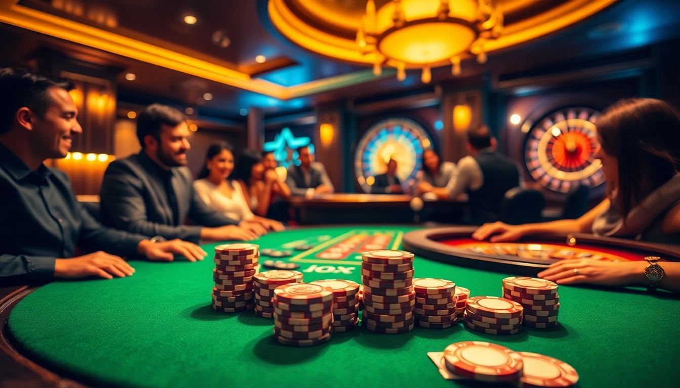 Players enjoying high-stakes poker at Hi88.com casino tables, showcasing excitement and strategy.