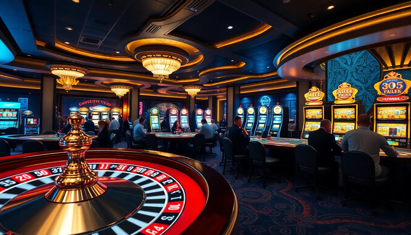 Players experiencing high-stakes thrills at Sky88 Club's luxurious gaming floor.