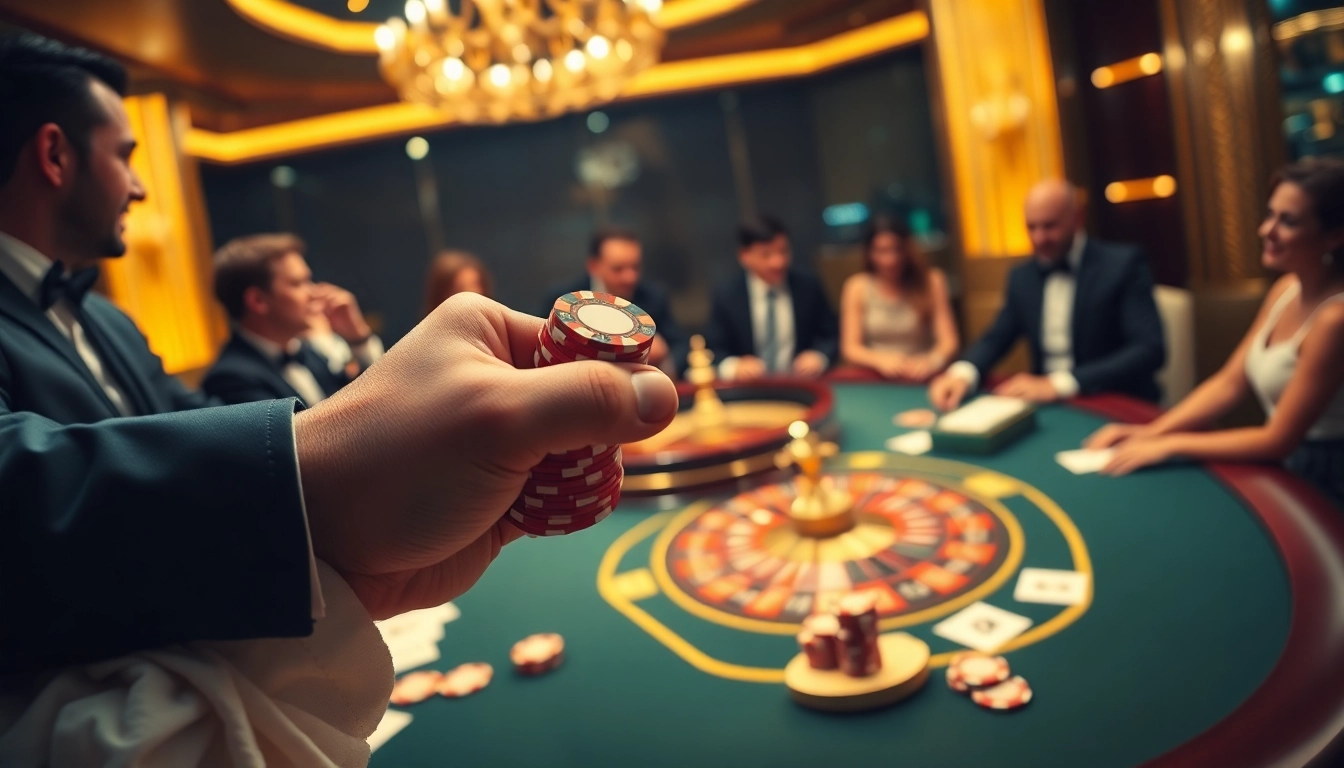 Experience the thrill of a vip win at an upscale poker table in a glamorous casino setting.