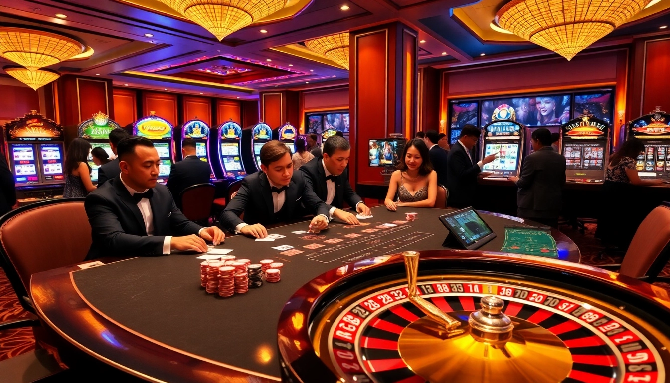 Experience the thrill of nhà cái 32Win at a luxurious casino table with engaging poker players.