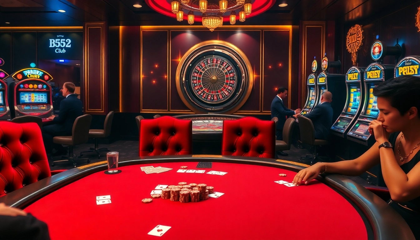 B52 Club showcasing an exciting poker game with colorful chips and cards.