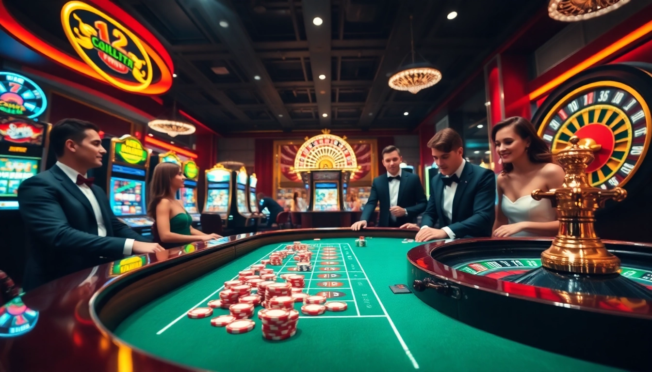 Experience vibrant casino action at mk8th.net with roulette, poker, and slot machines lighting up the scene.