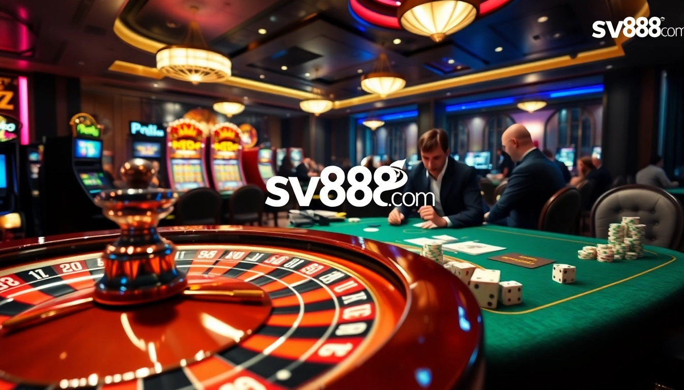 Engage in thrilling gaming at the sv88 com casino with slot machines and poker tables in action.