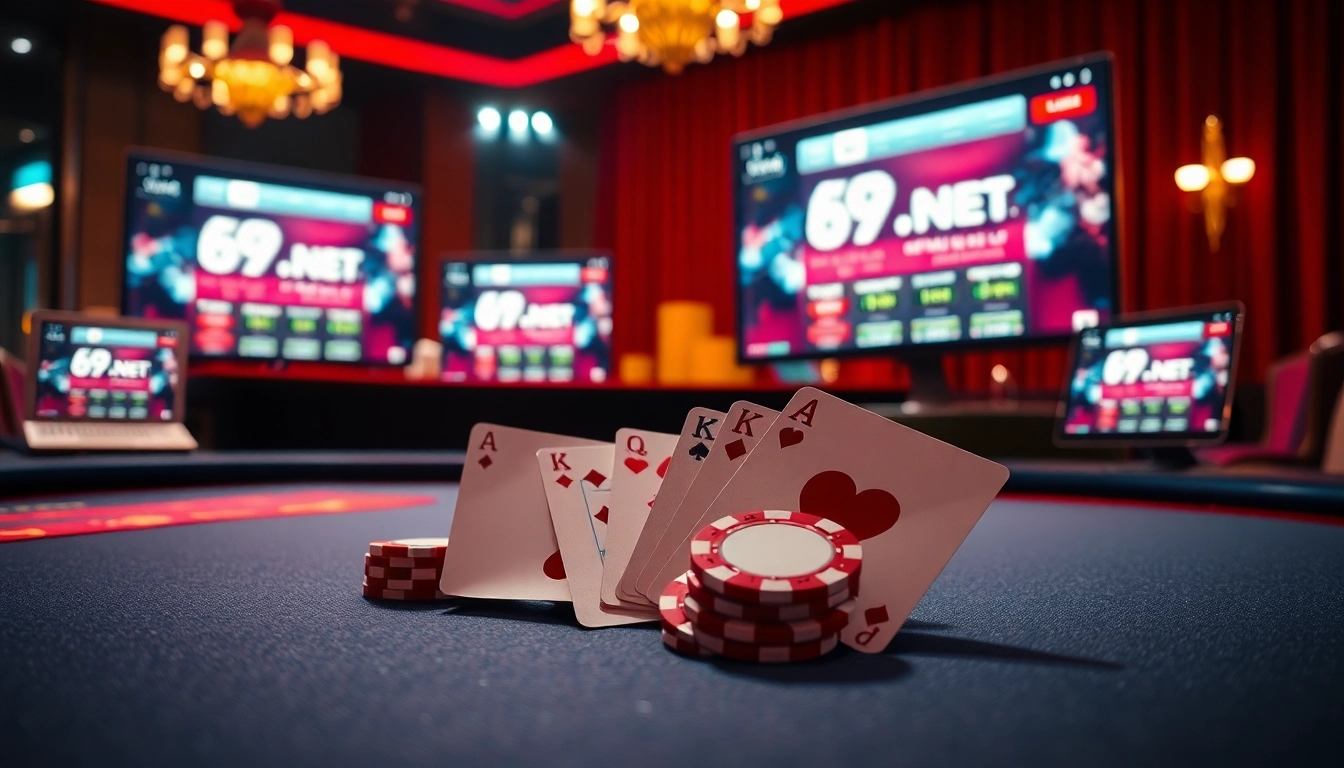 Join the thrilling action at 69vn.gb.net with luxurious poker gameplay and vibrant casino visuals.