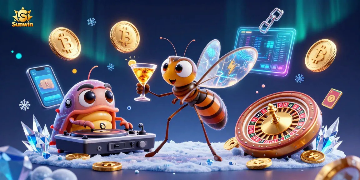 Engage in the vibrant gaming world of Sunwin, featuring a unique 3D scene filled with casino elements and crypto.